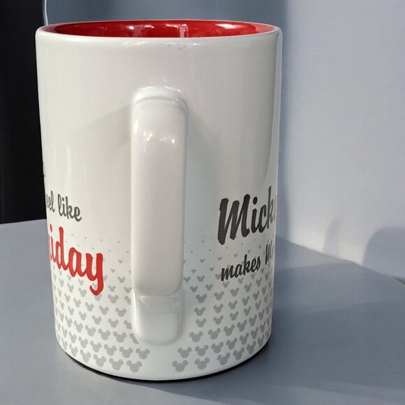 Disney Parks Ceramic Coffee Mug "Mickey Makes Monday Feel Like Friday" Red White - Picture 3 of 12